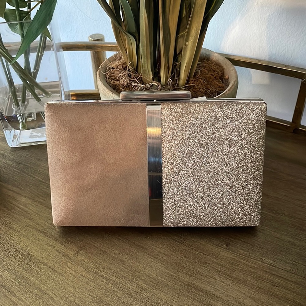 Sondra Roberts Suede and Metallic Evening Bag